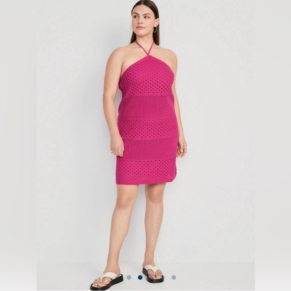 Old Navy Halter Tie-Strap Crochet Mini Dress